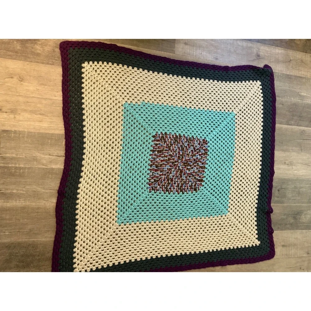 Handmade Multi-Color Crochet Granny‎ Square Throw Blanket